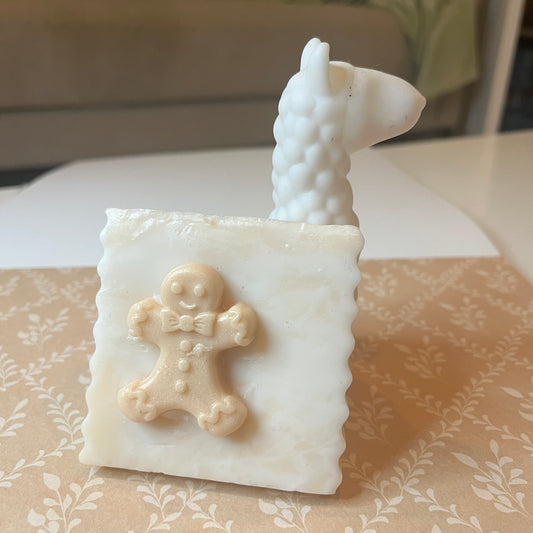 Gingerbread Marble Soap with festive gingerbread figure, perfect for holiday gifting and skincare indulgence.